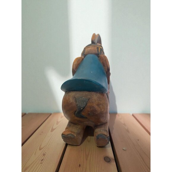 Hand-Carved Wooden Elephant Rocking Figurine With Colorful Painted Details vinta - Picture 8 of 10